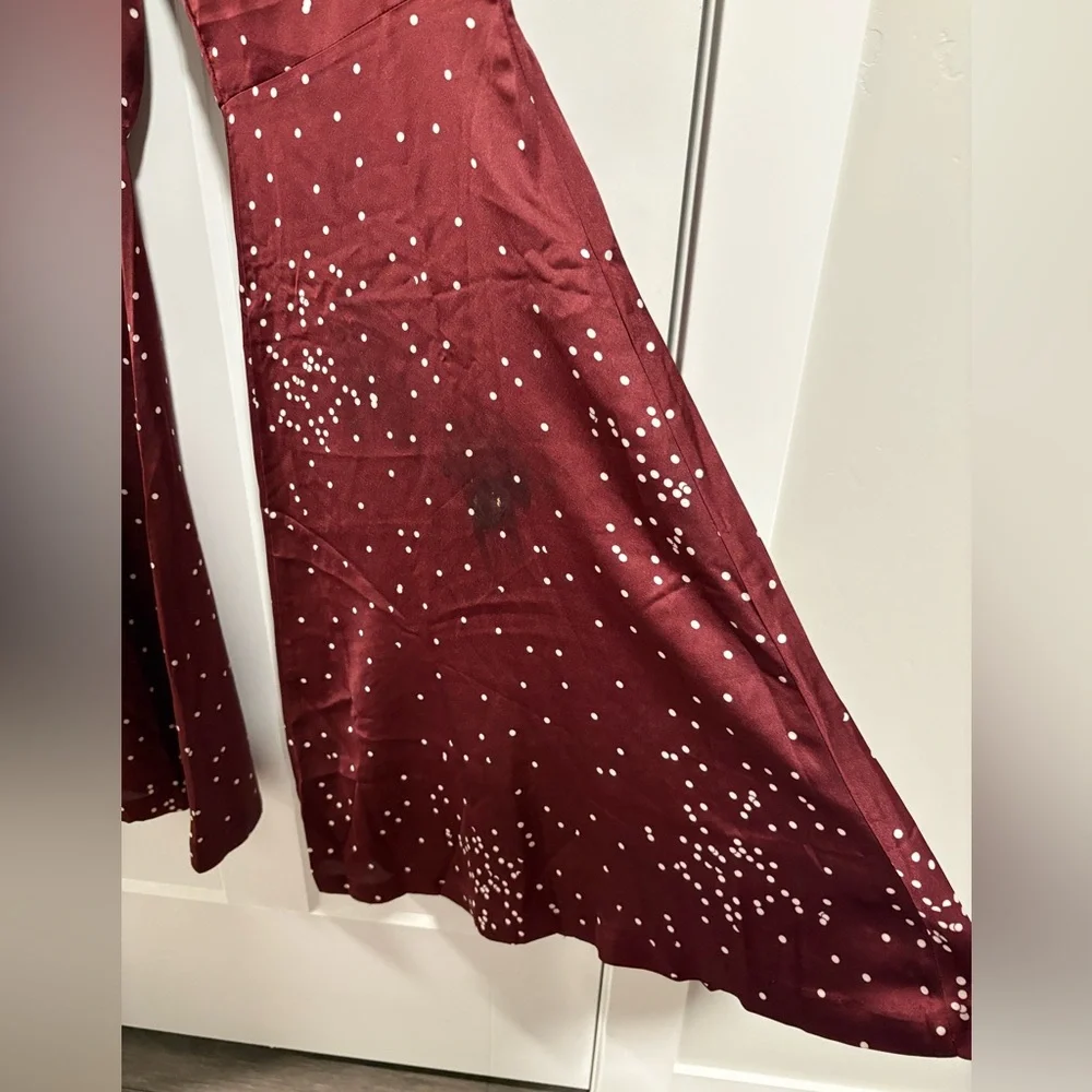Line + Dot Burgundy Flared Pants - Picture 5 of 12